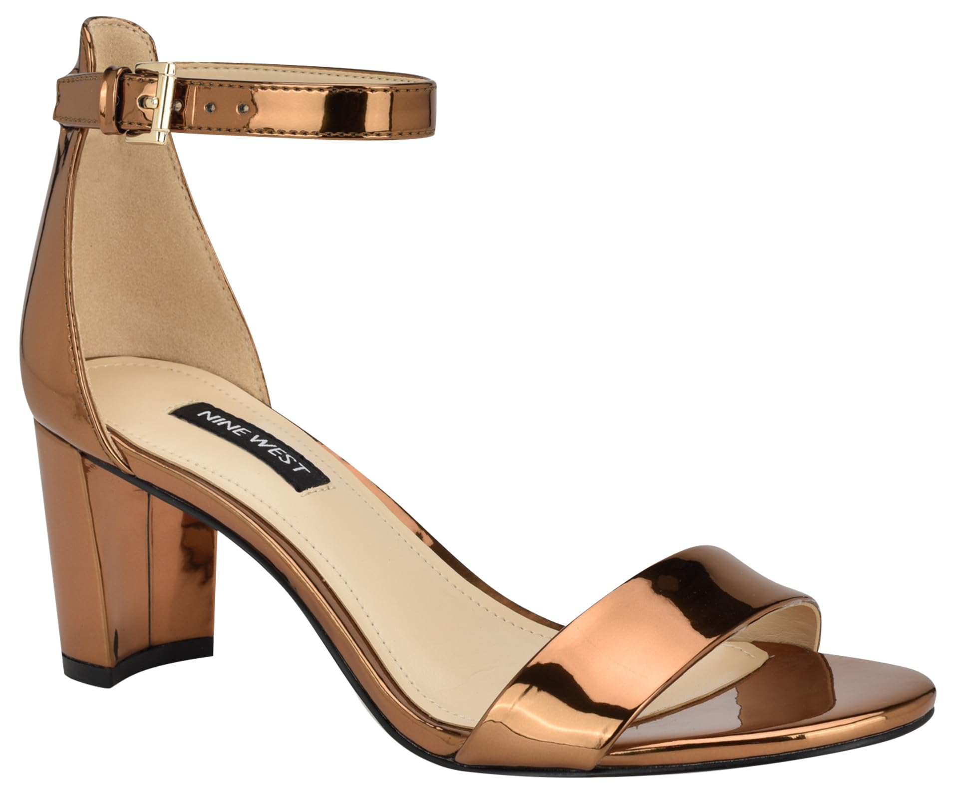 Nine West Women’s Pruce Heeled Sandal, Bronze Mirror Metallic 751, 5