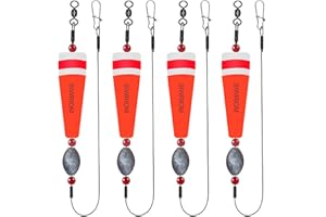 SIWRIOM Popping Corks Floats for Saltwater Fishing Bobber, 4PCS Weighted Bobbers Inshore Fishing Popping Cork Float Rig Rattle Popper for Redfish Speckled Trout Sheepshead Flounder Fishing Tackle