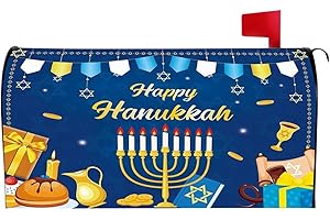 BLLESQELAX Mailbox Covers Magnetic, Standard Size 18 X 21 inch, Waterproof Material Independence Day Mailbox Decor for Home & Garden, Reusable, Easy-Install Weatherproof Wrap (Hanukkah, 18 * 21 inch)