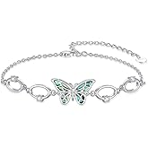 Cuoka Butterfly Bracelet for Women 925 Sterling Silver Abalone Shell bracelets Adjustable Jewelry Gifts on Birthday Mother's Day Anniversary Valentine's Day Christmas