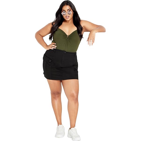 City Chic Plus Size Skirt, Cargo Halo Side Pockets Mini Skirt