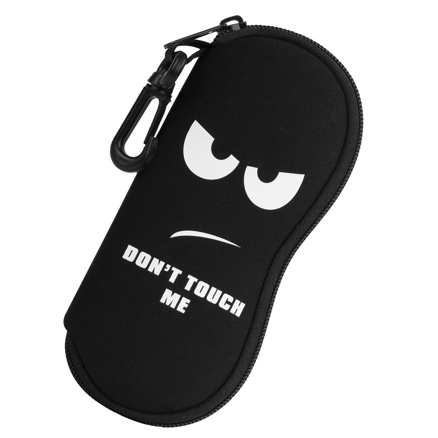 MoKo Glasses Case - [Ultra Lightweight] Neoprene Zip Sunglasses Bag with Belt Clip for Glasses, Frame, Portable Case for Keys, Pencils, Cards, Don't Touch Me