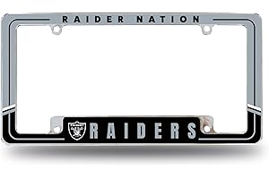 Rico Industries NFL Football Two-Tone 12" x 6" Chrome All Over Automotive License Plate Frame for Car/Truck/SUV