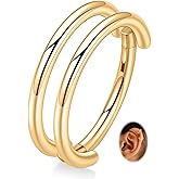 FUNLMO 316L Surgical Steel Conch Helix Piercing Jewelry Cartilage Hoop Earring Septum Ring Nose Ring Rook Lobe Daith Tragus Piercing Jewelry 16G Double/Triple Hoop