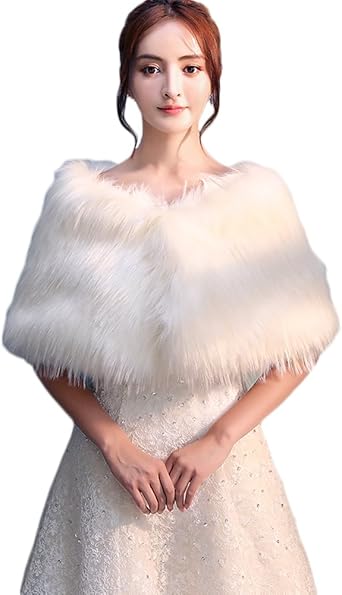Icegrey Femmes Fausse Fourrure Chale De Soiree De Mariage Chale Echarpes Cape Manteau Cardiga Blanc Ivoire Longueur 100cm Largeur 40cm Amazon Fr Vetements Et Accessoires