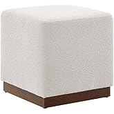 Modway Tilden 17" Square Boucle Upholstered Upholstered Ottoman in Cloud Walnut
