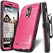 COVRWARE Iron Tank case Compatible with LG Stylo 3 / Stylo 3 Plus with Built-in Screen Protector Heavy Duty Full-Body Rugged Holster Armor Cover Brushed Metal Texture Design Belt Clip Kickstand, Pink