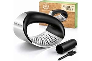 Havensteel Garlic Press Rocker – Easy Crush Garlic Crusher & Mincer, No Peel, Ergonomic Design, Dishwasher Safe, Cleaning Bru