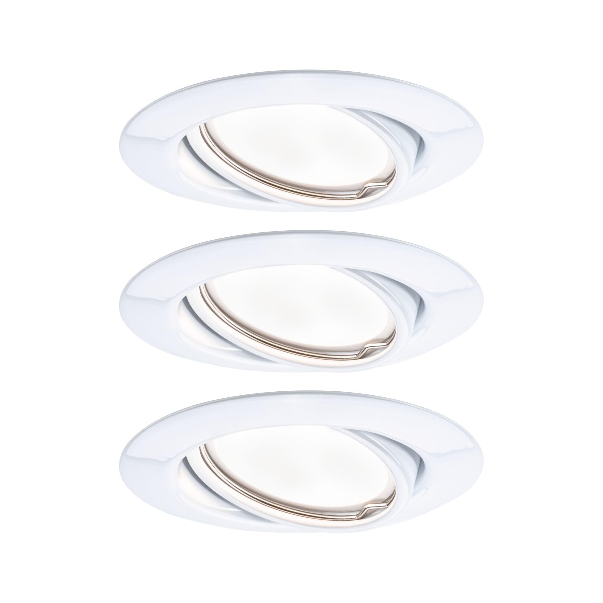 Paulmann Base LED Recessed Luminaire Round, 3x5W Dimmable, 3000K, White, Metal, 9cm (L) x 4.5cm (H), Study Room, Children's Room