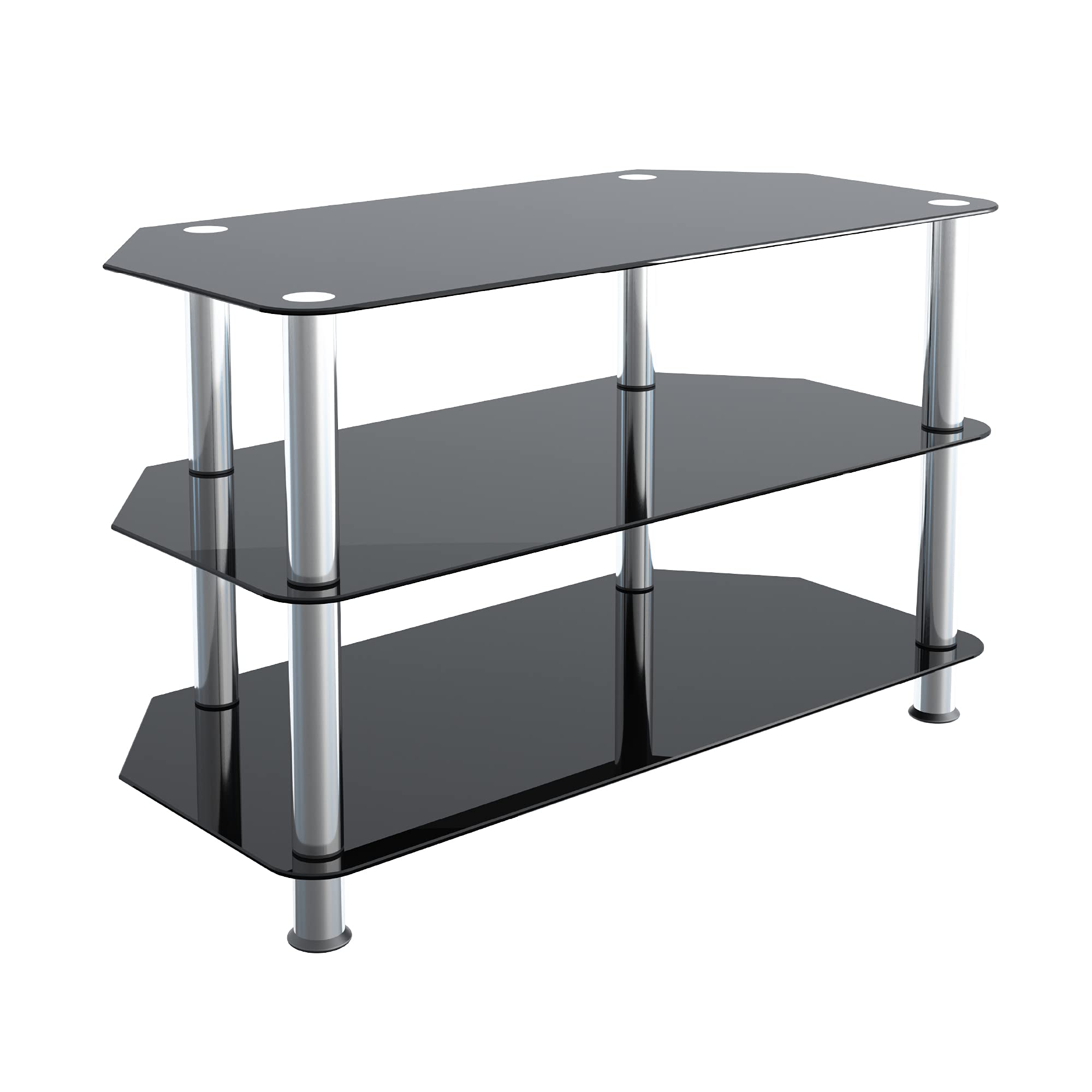 MAhara Glass Corner TV Stand – Black Glass TV Unit 80cm Wide – Suitable for Up to 42” TVs and Max Weight 40kg