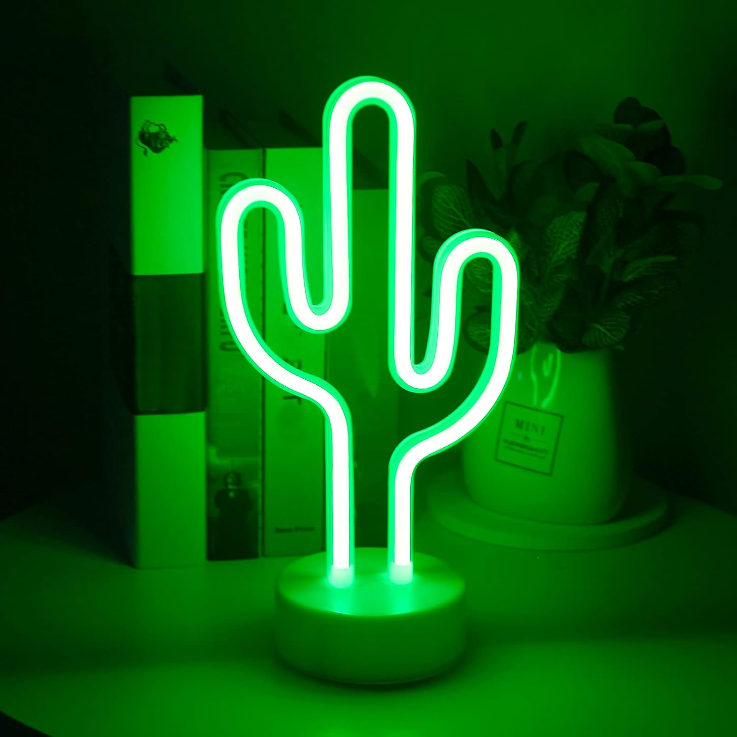 eyeJOY Cactus Led Lights Neon Signs Wall Decor Green Neon Lights USB/ Battery Powered Neon Sign Led Signs for Bedroom Wall Home Kids Room Table Night Light Birthday Gifts Festivals Party Supplies
