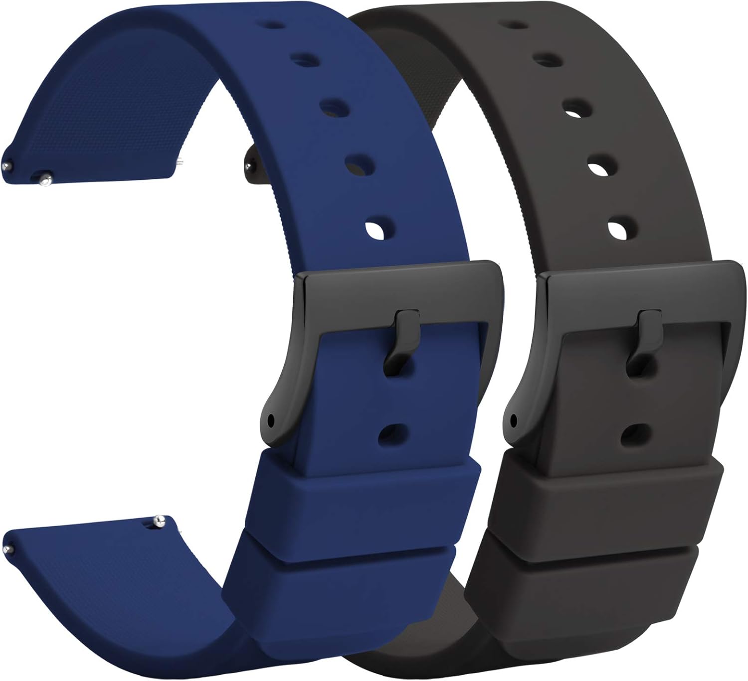 Silicone Watch Straps 18mm Quick Release Black Blue Soft Rubber Watch