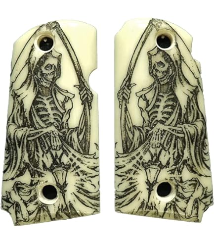 Ebony Punisher Kimber Micro 9 Grips - Laser Engraved Wood Gun Grips