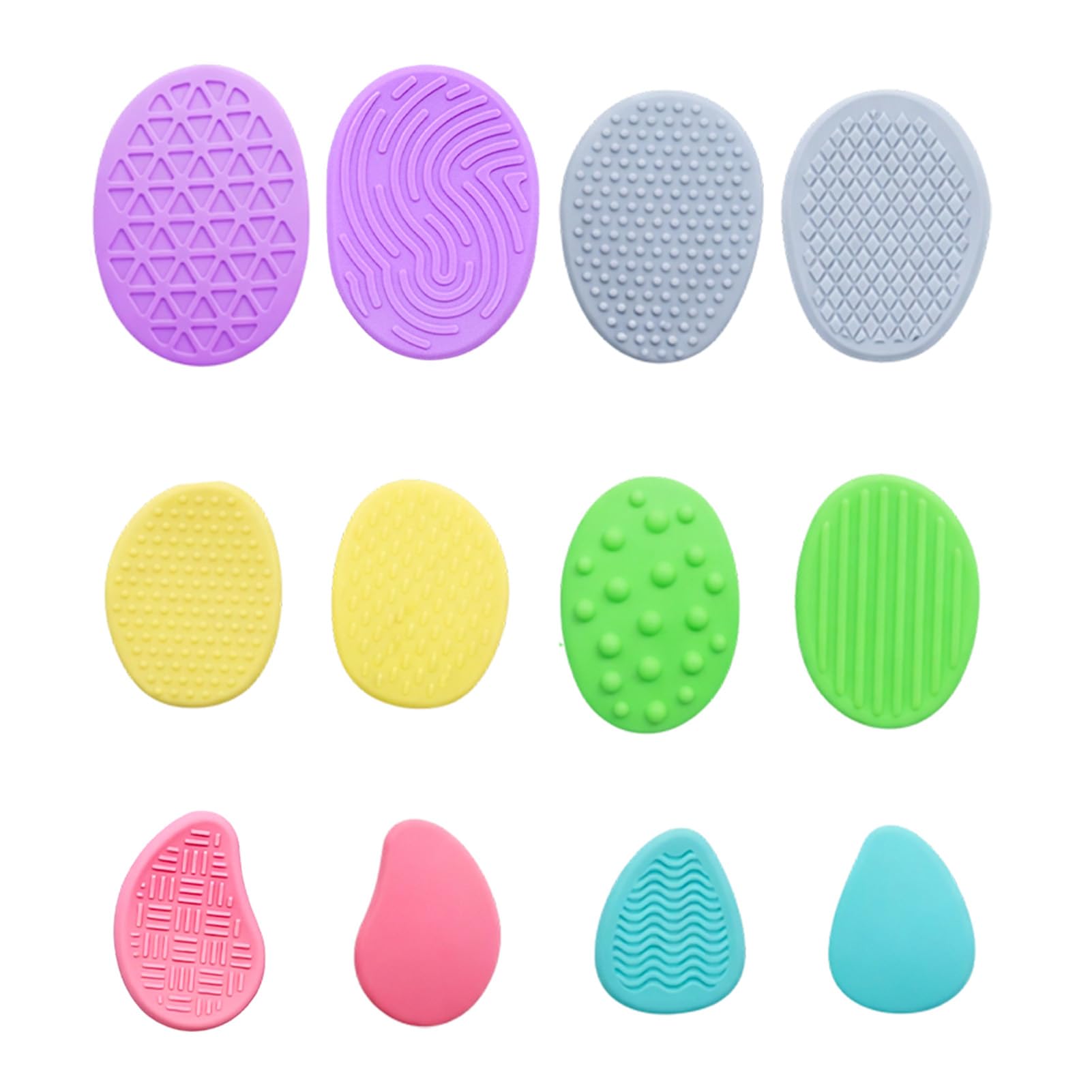 12-Pack Silicone Worry Stones for Kids and Adults, Textured Sensory Toys and Sensory Stones for Fidgeting, Quiet Play, Classroom Focus, Travel, Pocket Size, Easy-Clean Colours