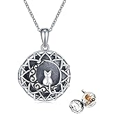 Daixiya Locket Necklace that Hold Pictures 925 Sterling Silver Cat Locket Necklace Keepsake Memory Jewelry for Women