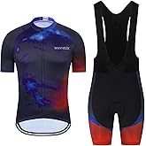 Men's Cycling Jersey Set Road Bike Shorts Sleeves Jersey Zipper Pokcet Bib Shorts with 20D Gel Pad Biking Clothing Sets