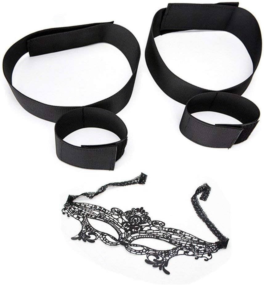 Hotsexon Wrist and Ankle Cuffs Nylon Adjustable Cosplay Toys For play women,Black,Long