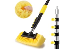 Car Washing Brush 12FT RV Wash Brush Sturdy Car Wash Brush with Long Handle, 3-12FT Multi-Purpose Extension Pole with 10" Sof