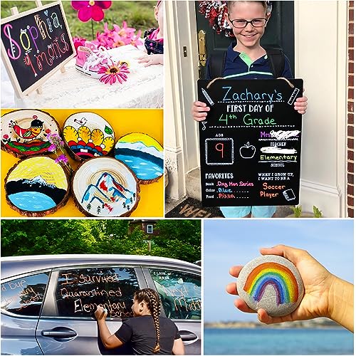 Lenski Chalk Pens for Windows, 21 Chalk Pens for Blackboard, Washable, 6 mm, Blackboard Pens, Chalk Markers, Window Pens, Washable Window Painting Pens, Glass Colouring Pens & Whiteboard Markers