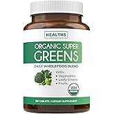 USDA Organic Super Greens Supplement - Organic Greens Fruits and Vegetable Supplement for Adults with 28 Superfood Complex with Superfruits Roots Herbs & More - Vegan & Non-GMO (Up to 3 Month Supply)
