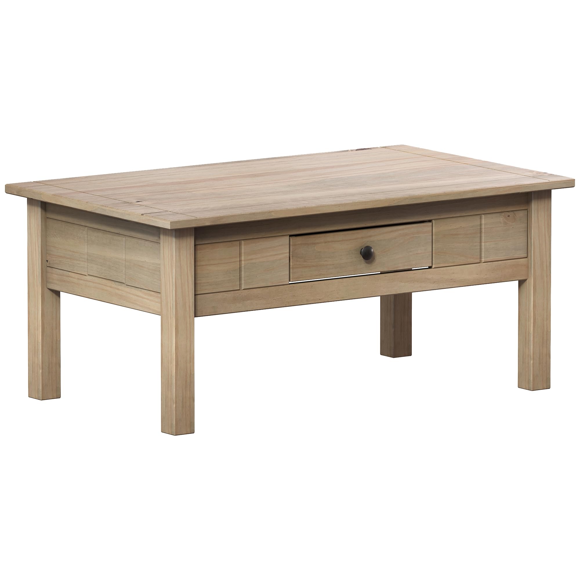 Vida Designs Panama 1 Drawer Coffee Table-Oak Wax Finish