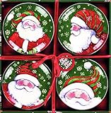 Manual Woodworkers and Weavers Decorative Plates by Artist Susan Winget, Mini, Snow Much Fun Santa, Set of 4