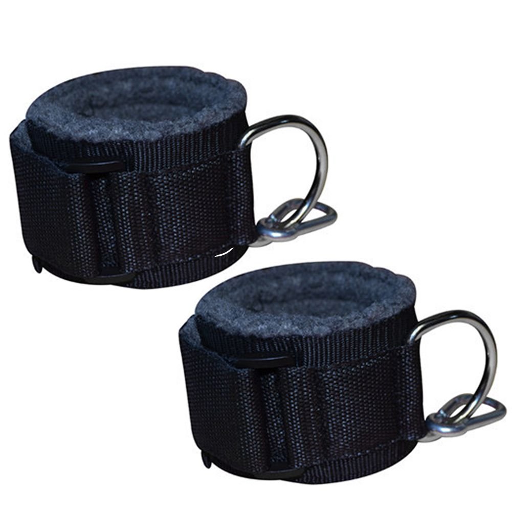 Grofitness Padded Ankle Straps Metal D-ring with Hook for Cable Machine Attachement (2pc)