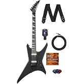 Jackson Warrior JS32 Electric Guitar - Satin Black Bundle with Cable, Tuner, Strap, Picks, and Austin Bazaar Guitar DVD