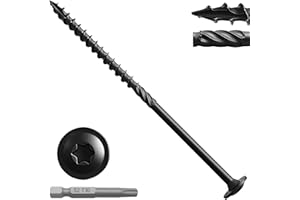 PUCISS Inch Lag Screws,Structural Wood Screws,Heavy-Duty Outdoor Deck Construction,Timber Screws,Framing,Rust Resistant Black Ceramic Coating,Torx Bit Included (1lb Per Box, #14x5)