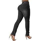 BYNNIC Women's Colombian Style Jeans Butt Lifting Elastic Waist High Waisted Jeans Tummy Control Stretchy Skinny Pants