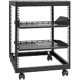 VEVOR 12U Open Frame Server Rack, 23-40 in Adjustable Depth, Free Standing or Wall Mount Network Server Rack, 4 Post AV Rack with Casters, Holds All Your Networking IT Equipment AV Gear Router Modem
