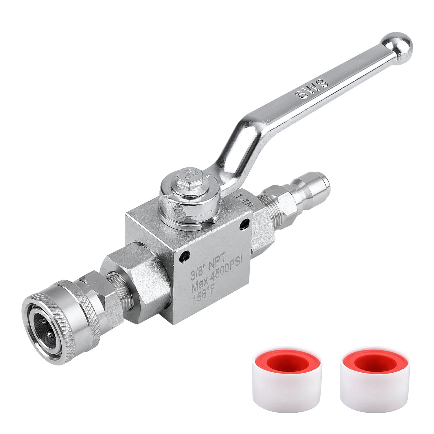 NQEUEPN High Pressure Washer Ball Valve Kit, Premium Stainless Steel 3/8 Fast Connect Ball Valve Pressure Washer Ball Valve Suitable for High Pressure Cleaning Hoses
