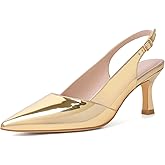 Mostrin Kitten Heels for Women Slingback Pointed Closed Toe Heels Women's Pumps Shoes for Wedding, Party, Commuting