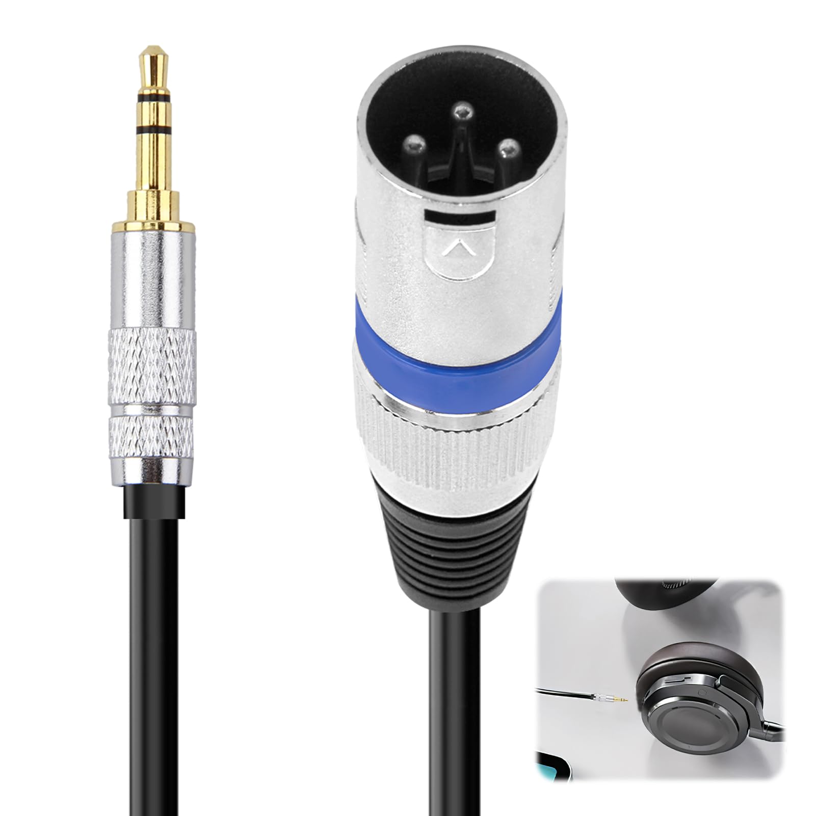 WrteEase 3.5mm Mini Jack to XLR Cable, Unbalanced 1/8 inch Aux Stereo to XLR Male Adapter, 50cm Microphone Cord for Audio Devices, Mixing Consoles, and Powered Speakers