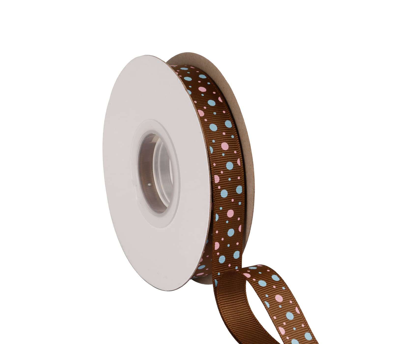Joycrosso 16mm Wide Dots Printed Grosgrain Ribbon with Color Dots, Ideal for Hair Bows Gift Wrapping and Crart, 22 Meters-Roll (Bronze)