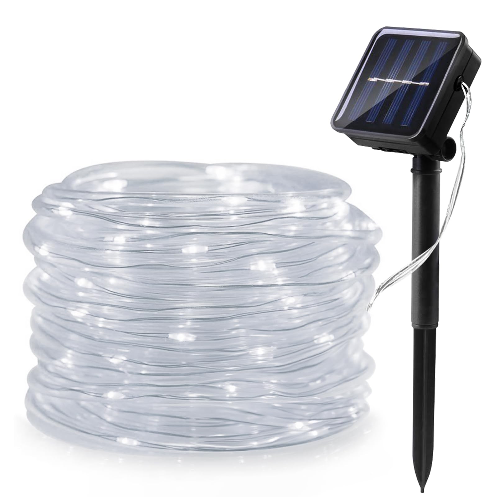 WoskjXas Solar Fairy String Lights, Solar String Rope Lights, 12M/39ft 100 LEDs Solar Powered Tube Lights Waterproof with 8 Modes for Garden Wedding Christmas Party Holiday Decorations