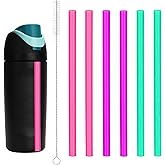 6pcs Straw Replacements for Owala FreeSip Kids 16 oz, Plastic Straws Reusable with Cleaning Brush Tumbler Cup Accessories Parts Compatible with Owala Water Bottle