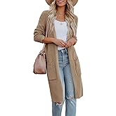 Amarmia Womens Long Sleeve Open Front Cardigan Sweater Lightweight Knit Casual Loose Fit Sweaters Outerwear with Pockets