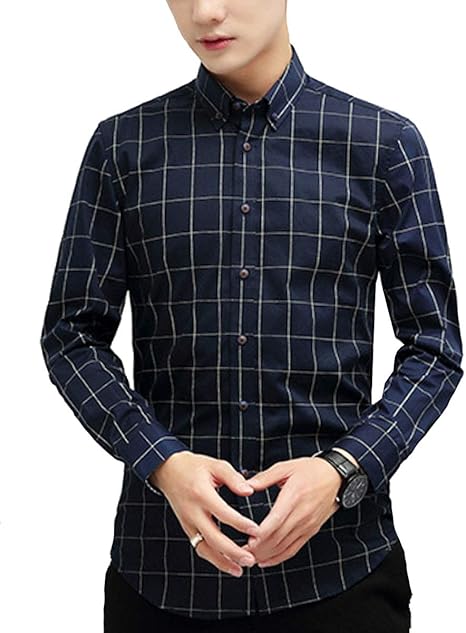 Amazon スカイシイ 6カラー チェックシャツ お洒落ボタン カジュアル オックスフォードシャツ メンズ S 3xl シャツ 通販