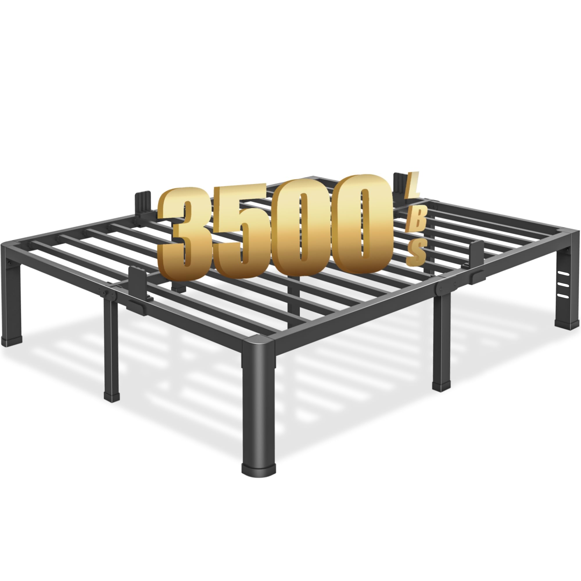 Photo 1 of 16 inch California King Bed Frame with Round Corner Legs and Headboard Hole Mattress Slide Stopper 3500 lbs Heavy Duty Metal Platform,Steel Slat Support,No Box Spring Needed,Easy Assembly,Noise Free