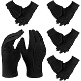 Wanmu 5Pairs White Usher Gloves for Church Polyester Parade Gloves Uniform Glove Mens Dress Glove for Police Funeral Server