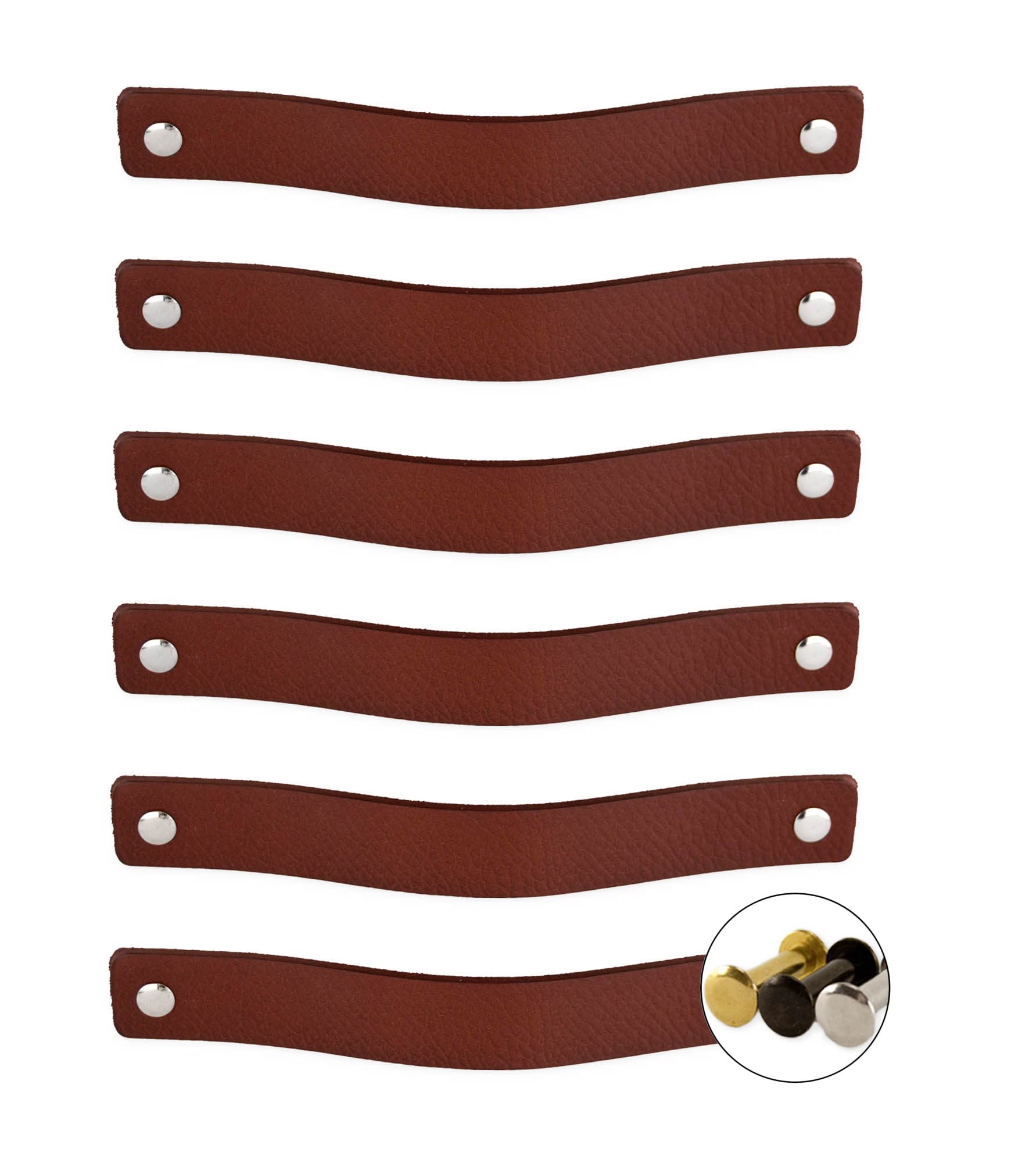 Brute Strength - Leather Handles for Furniture - Cognac - 24 pcs - 20 x 2,5 cm - Cabinet Handle, Door Handle for Kitchen, Bathroom, cabinets, Dresser, Wood