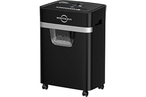 BONSEN 12-Sheet Paper Shredder for Home Office, Heavy Duty Shredders with 20 Mins Running Time, 5.3 Gal Pullout Bin, Cross Cut Shredder for CD/Credit Card/Staple, P-4 Security Level, Anti-Jam System