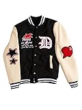 SOLY HUX Men's Varsity Jacket Color Block Graphic