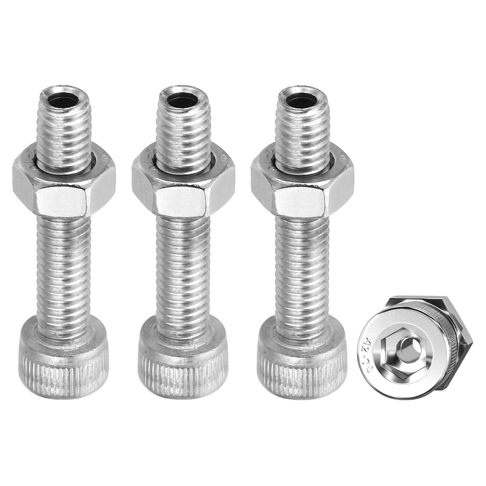 PATIKIL M6x30mm 304 Stainless Steel Hollow Bolt, 4 Set Cylindrical Hexagon Socket Screw Nut Kit Lamp Threading Screws Through Hole Fasteners