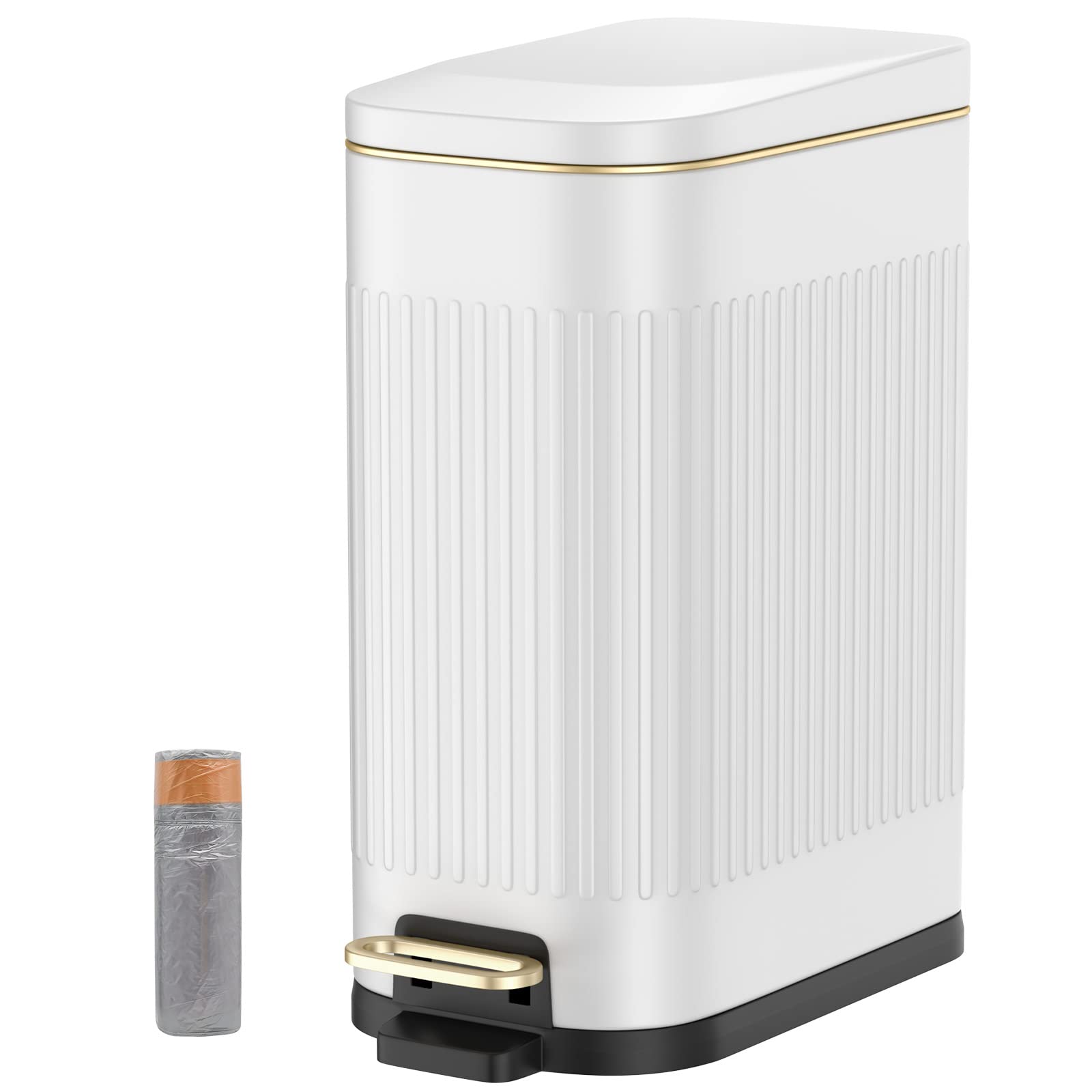 Photo 1 of ***(MAJOR DAMAGE/ SEE NOTES)***BETHEBEST Bathroom Trash Can with Lid,4 Gallon /15L Rectangular Garbage Can with Removable Inner Wastebasket,Soft Close, Step Stainless Steel Trash Can for Bathroom,Kitchen,Office(White)