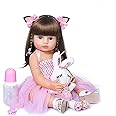 Wamdoll 22 inch 55CM Realistic Sweet Face Real Baby Size Reborn Toddler Newborn Girl Doll Crafted in Silicone Vinyl Full Body Children Birthday