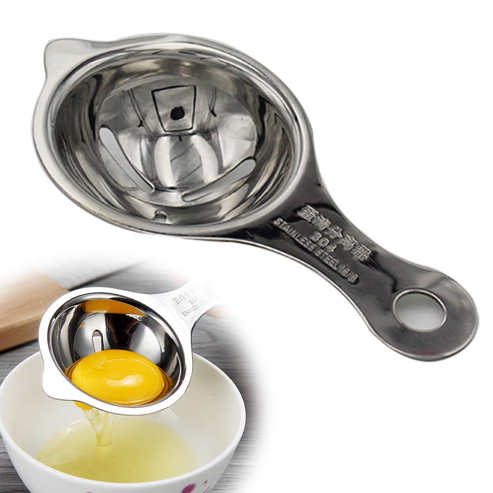 Egg Separator, Stainless Steel Egg White Separator and Egg Yolk Separator Egg Divider, Egg Strainer Spoon Filter Kitchen Baking Tools
