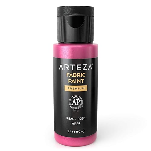 Arteza Permanent Fabric Paint MRP7 Pearl Rose, 60 ml Bottle