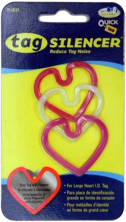 Tag Silencer Large Heart Dog Tag Accessory 3 Pack